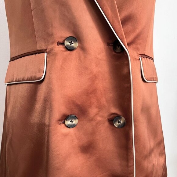 NWOT JASON WU COGNAC WHITE SATIN MID-LENGTH SLEEVELESS BLAZER-VEST - Picture 7 of 10